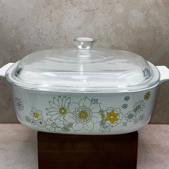 Vintage 1970’s Corningware A-2-B With Lid 2 Quart Casserole Dish Floral Bouquet - Picture 1 of 13